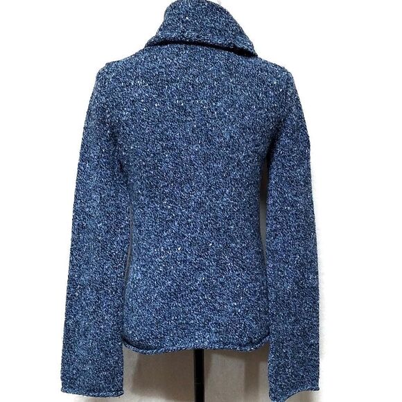 Express Vintage 90s Blue Wool Speckled Knit Flare Sleeve Turtleneck Sweater S - Picture 8 of 9